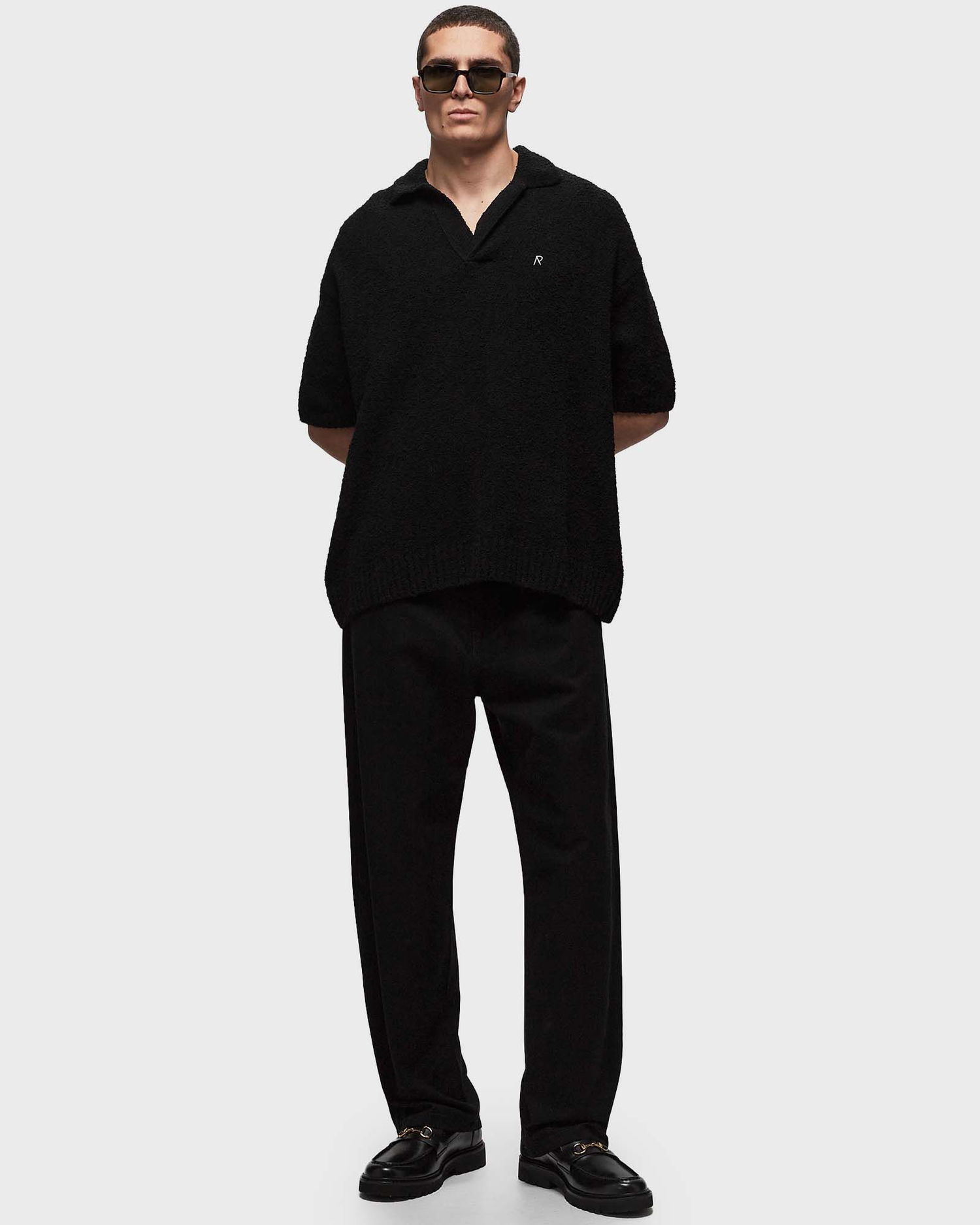 Polo majica Represent Clo Represent BOUCLE TEXTURED KNIT POLO Črna | MLM305-01, 1