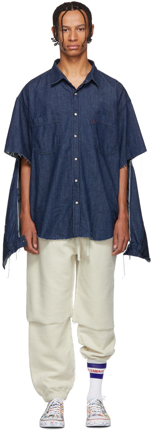 Srajce VETEMENTS Levi's Edition Oversized Denim Shirt Mornarica | WAH19SH101