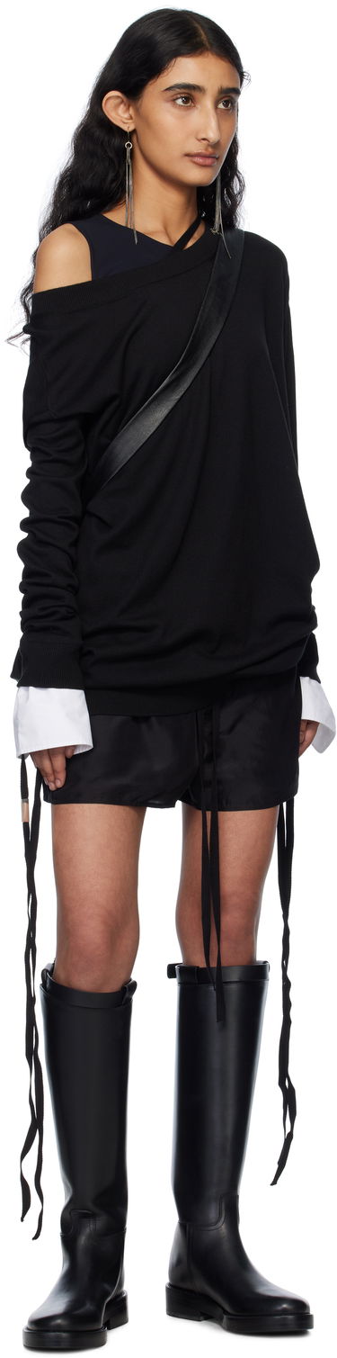 Pleteni pulover Ann Demeulemeester Ann Demeulemeester Helle Off-The-Shoulder Sweater Črna | 2510-W-KN06-KN055-099, 3