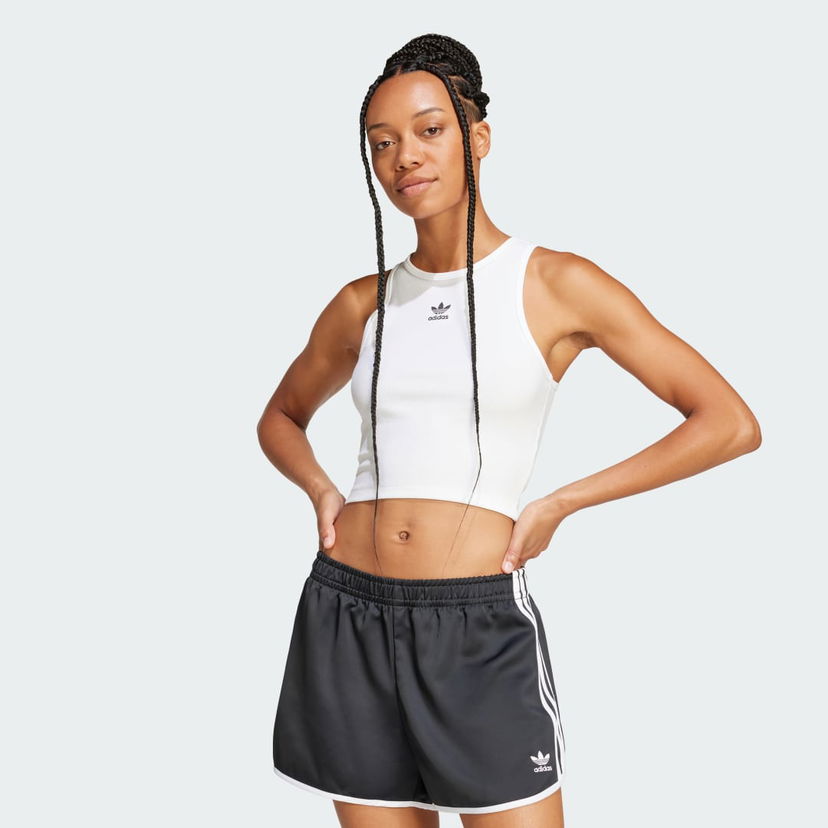 Majica brez rokavov adidas Performance Ribbed Crop Tank Top Bela | JC9007