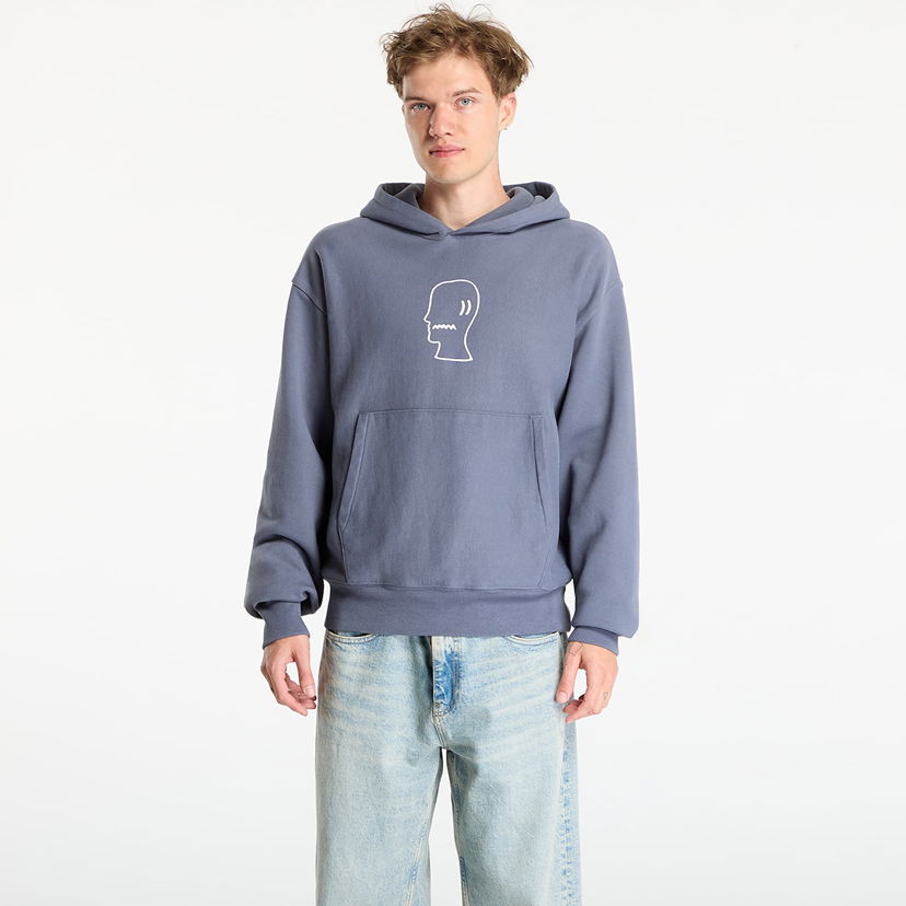Pulover Brain Dead Logo Head Hoodie Slate Modra | BDS25T09004821BL05