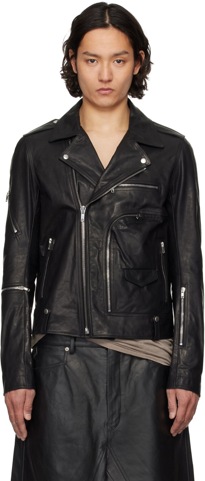 Jakna Rick Owens Rick Owens Hollywood Bauhaus Stooges Leather Jacket Črna | RU01E5765 LSU