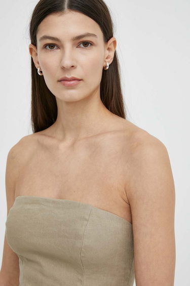 Majica brez rokavov Samsoe Samsoe Samsoe Samsoe SAELYNN Linen Bandeau Top Bež | F24100098, 4