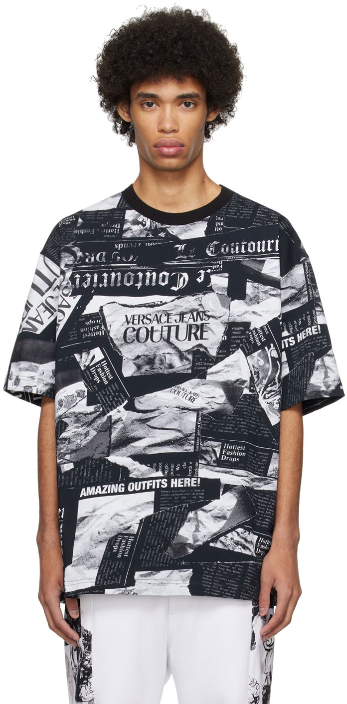 Majica Versace Jeans Couture Magazine T-Shirt Črna | E76GAH6L0_EJS275