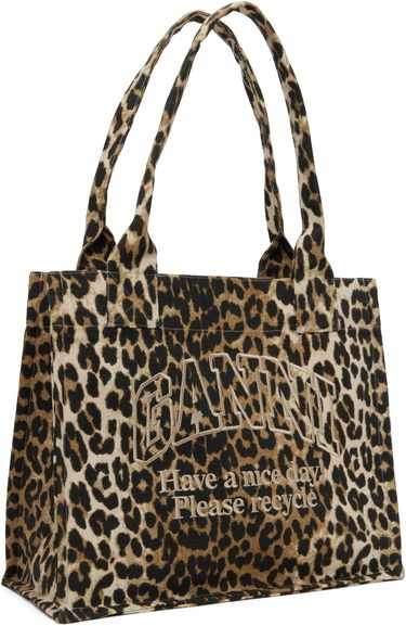 Tote bag GANNI Leopard Canvas Tote Bag Bež | A5807, 1