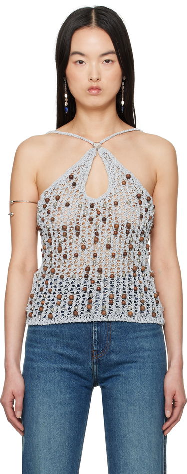 Majica brez rokavov Coperni Coperni Beaded Knitted Tank Top Siva | COPML132Y3013, 0