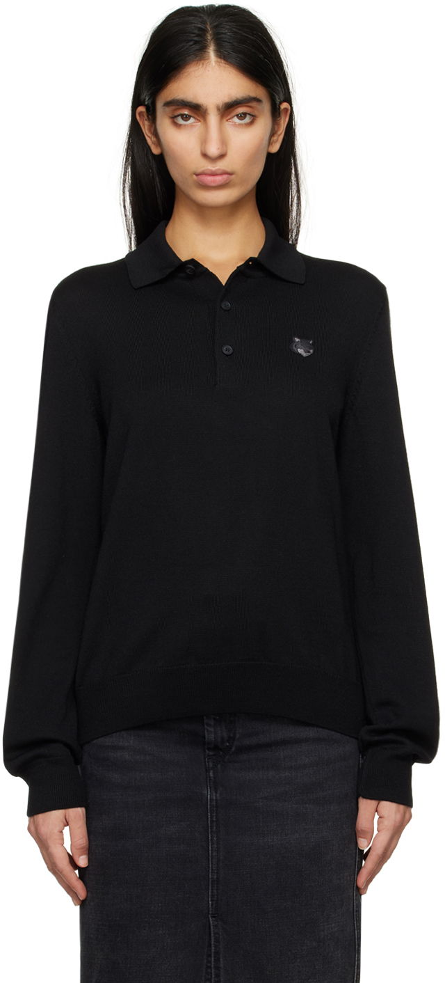 Polo majica MAISON KITSUNÉ Bold Fox Polo Črna | MM00211KT1036