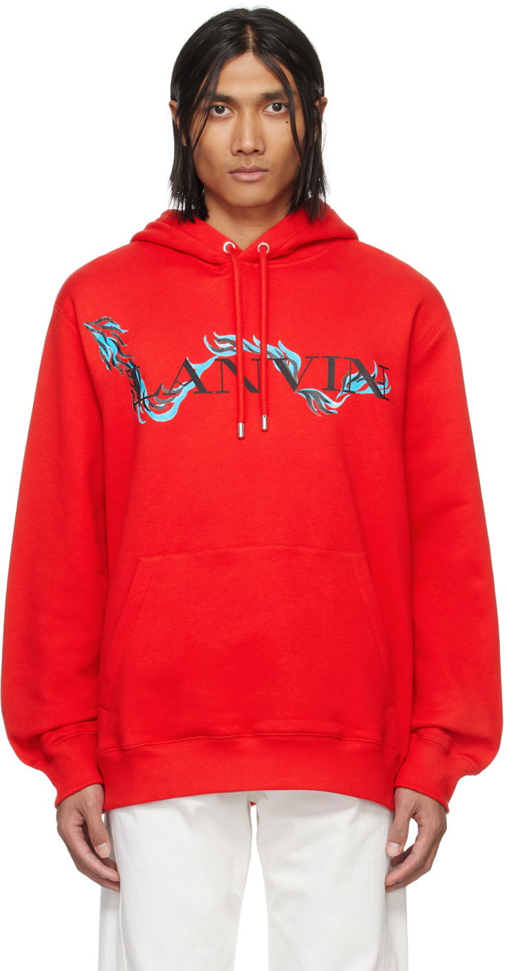 Pulover LANVIN Printed Hoodie Rdeča | RU-HO0009-J109-P24