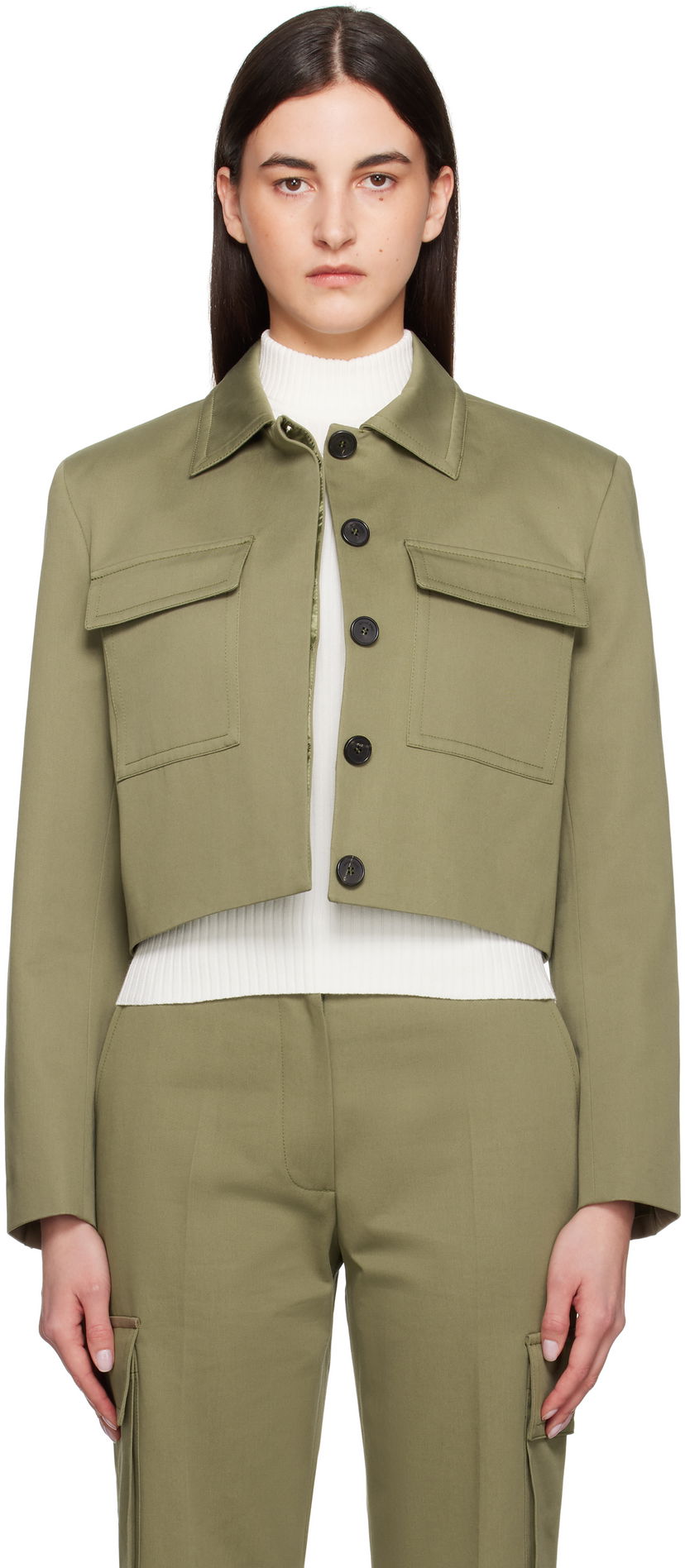 Jakna Anine Bing Anine Bing Dayton Cropped Military Jacket Zelena | A-01-11150-AYG3