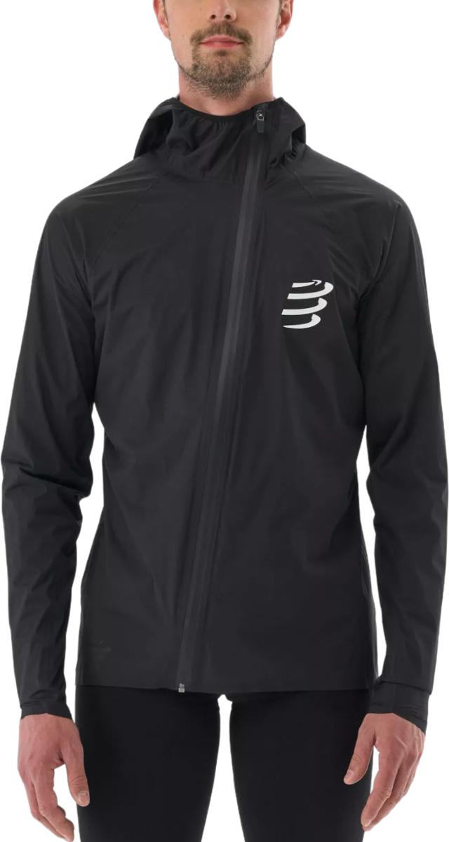 Vetrovka Compressport Hurricane Waterproof 10/10 Hooded Jacket Črna | am00009b-990