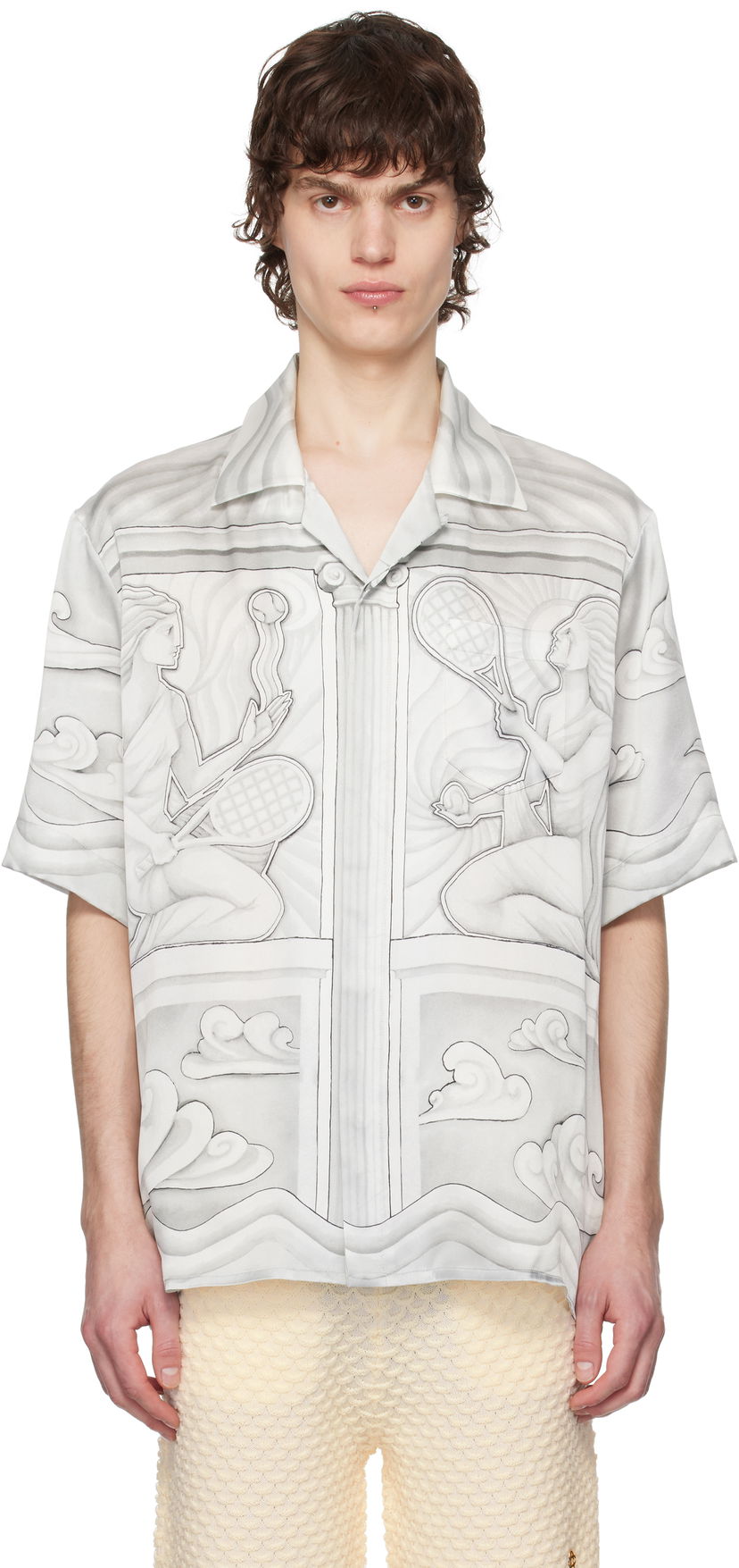 Srajce Casablanca Casablanca Sacred Stone Silk Shirt Bela | U-MPS25-SH-003-07
