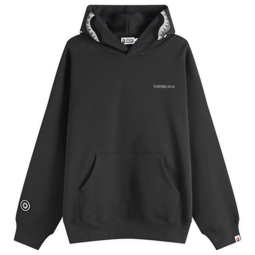 Pulover BAPE Shark Logo Relaxed Fit Pullover Hoodie Črna | 001PPL301303M-BLK