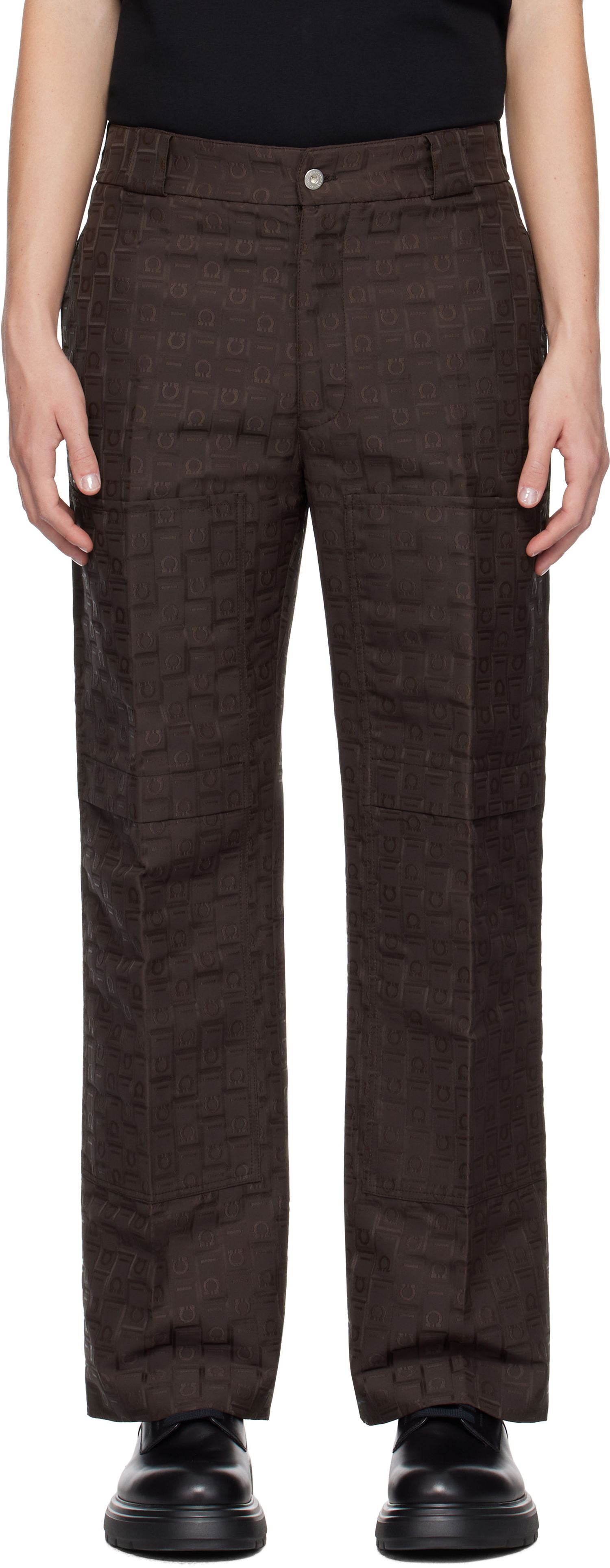 Hlače FERRAGAMO Monogram Trousers Rjava | 777844, 0