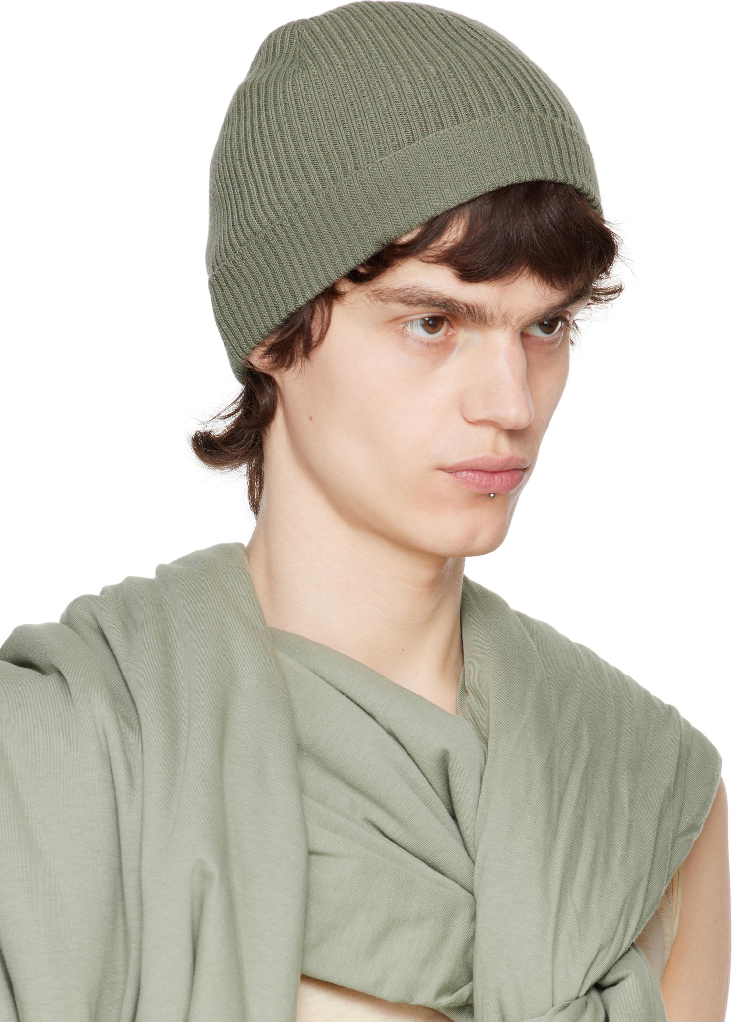 Beanie Rick Owens Rick Owens Hollywood Ribbed Beanie Zelena | RU01E5495 RIBWS, 1