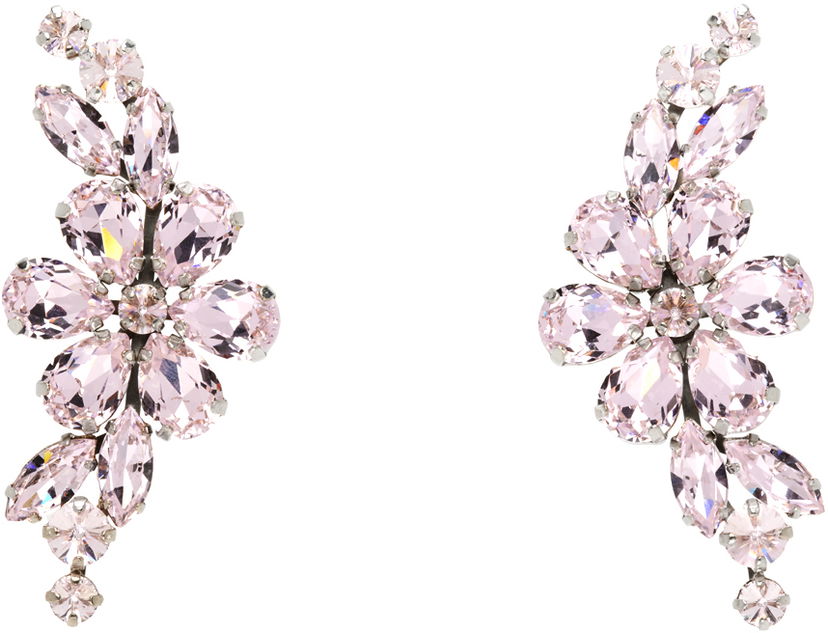 Uhani Simone Rocha Simone Rocha Floral Crystal Half Moon Earrings Roza | ERG503 0903