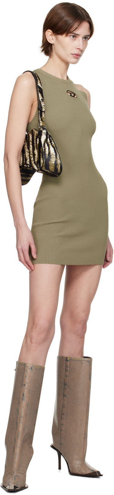 Obleke Diesel Diesel M-Caddix Cutout Ribbed Knit Mini Dress Zelena | A17449 0DLAX, 3