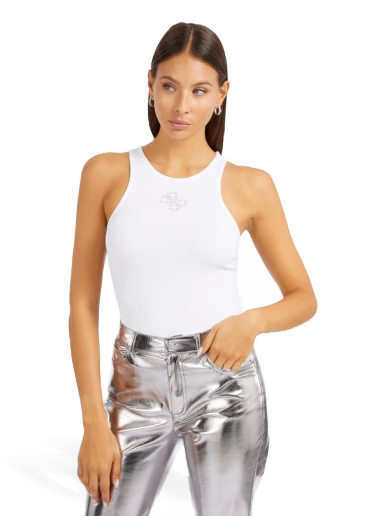 Majica brez rokavov GUESS Front Logo Tank Top Bela | W4RP43KAZH2