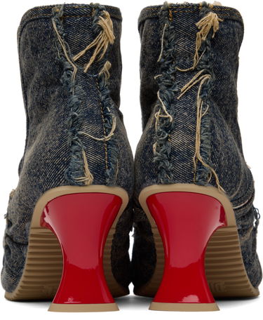 Superge in čevlji Diesel D-Woodstock Ab Distressed Denim Flared Heel Ankle Boots Večbarvna | Y03696 P1848, 1