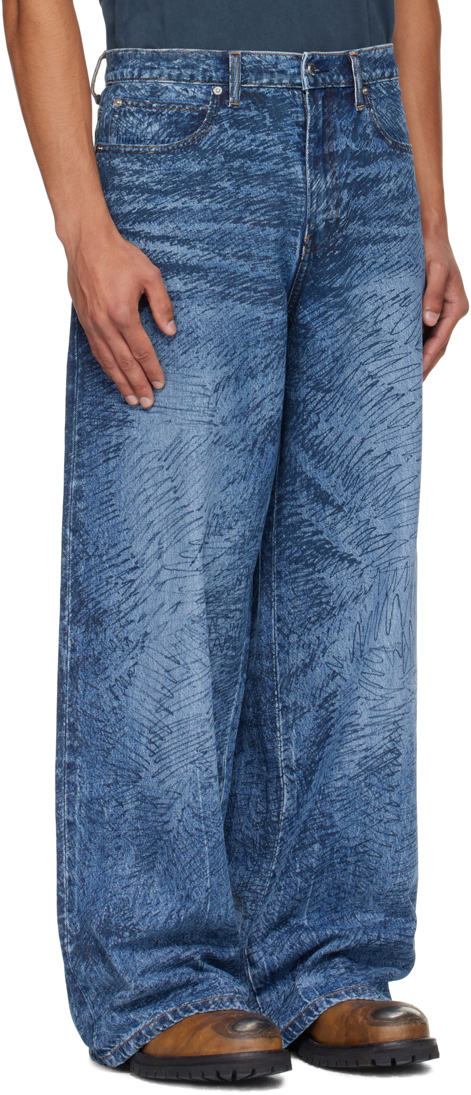 Kavbojke Alexander Wang Relaxed Graphic Print Jeans Modra | 6DC3254830, 1
