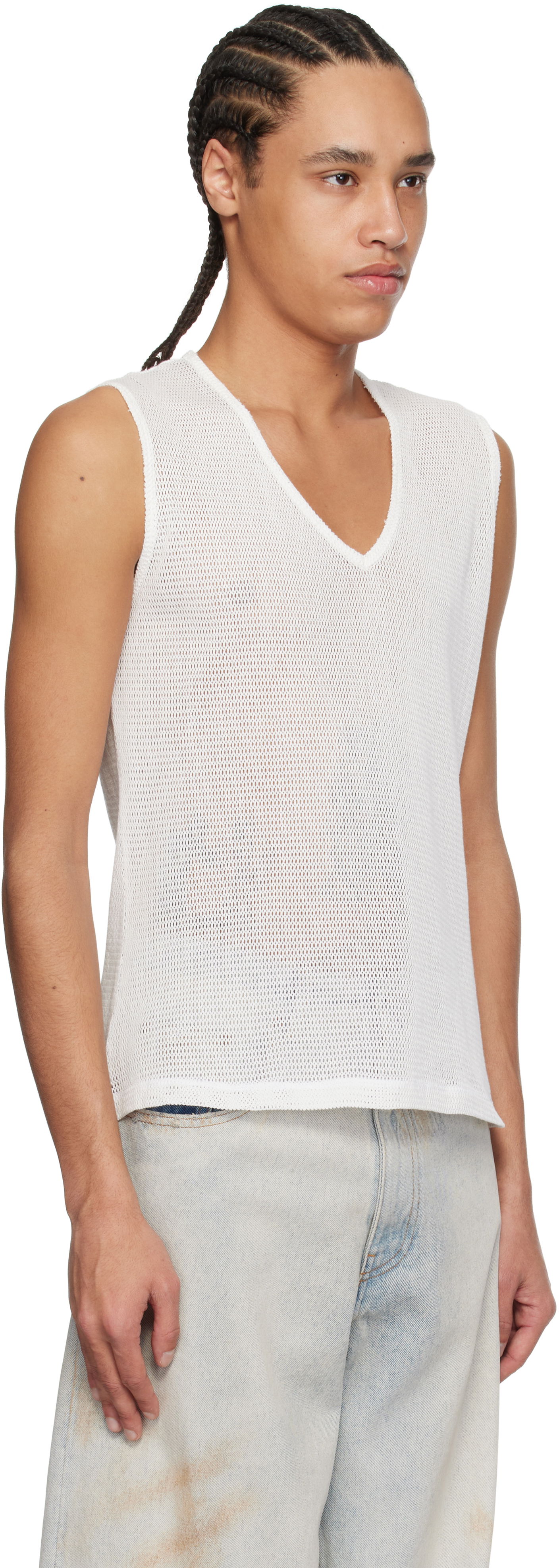 Majica brez rokavov Maison Margiela MM6 Maison Margiela V-Neck Tank Top Bela | SH2NL0008 M20111, 1
