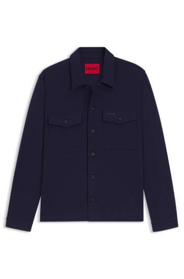Srajce BOSS Oversized-fit overshirt in cotton-blend twill Mornarica | 50549764