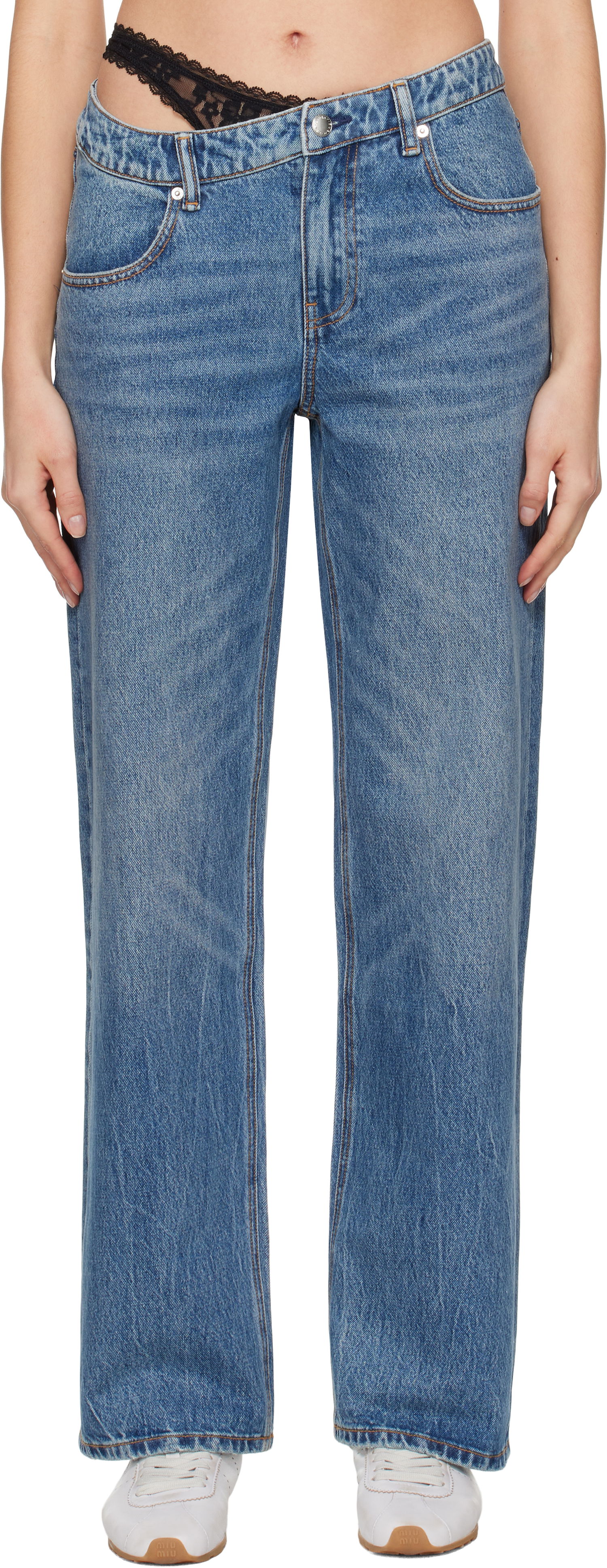 Kavbojke Alexander Wang Pre-Styled Denim Jeans Modra | 4DC1254612, 0