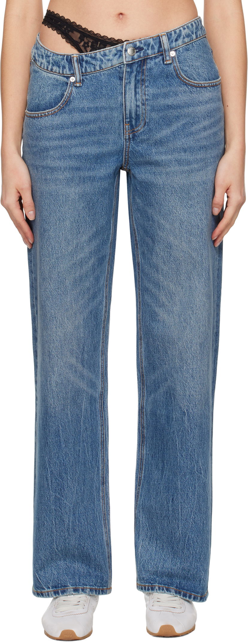 Kavbojke Alexander Wang Pre-Styled Denim Jeans Modra | 4DC1254612