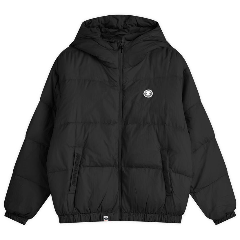 Puhovka AAPE by A Bathing Ape AAPE Now Camo Badge Hooded Down Jacket, Size Large Črna | AAPDNM7654XXNBKX