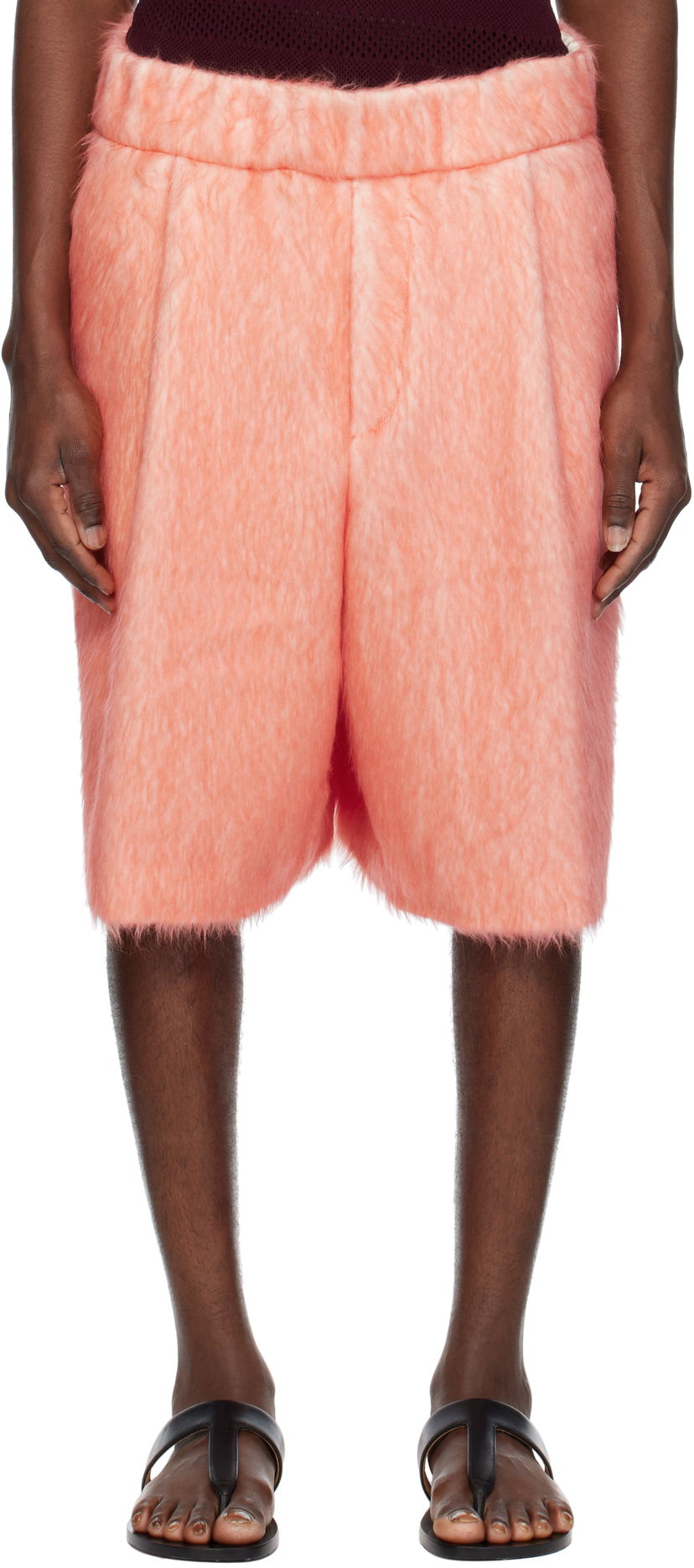 Kratke hlače Dries Van Noten Dries Van Noten Pleated Shag-Knit Shorts Oranžna | 251-020953-1443