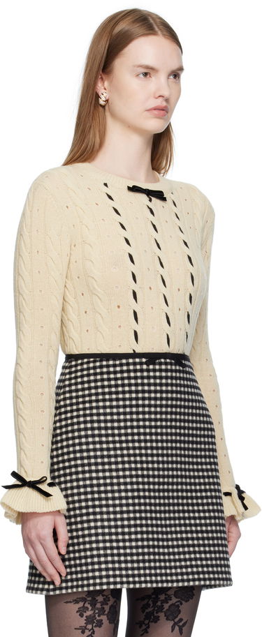 Pleteni pulover Valentino Valentino Virgin Wool Sweater with Bows Bež | 7B3KC66Z9K9, 1