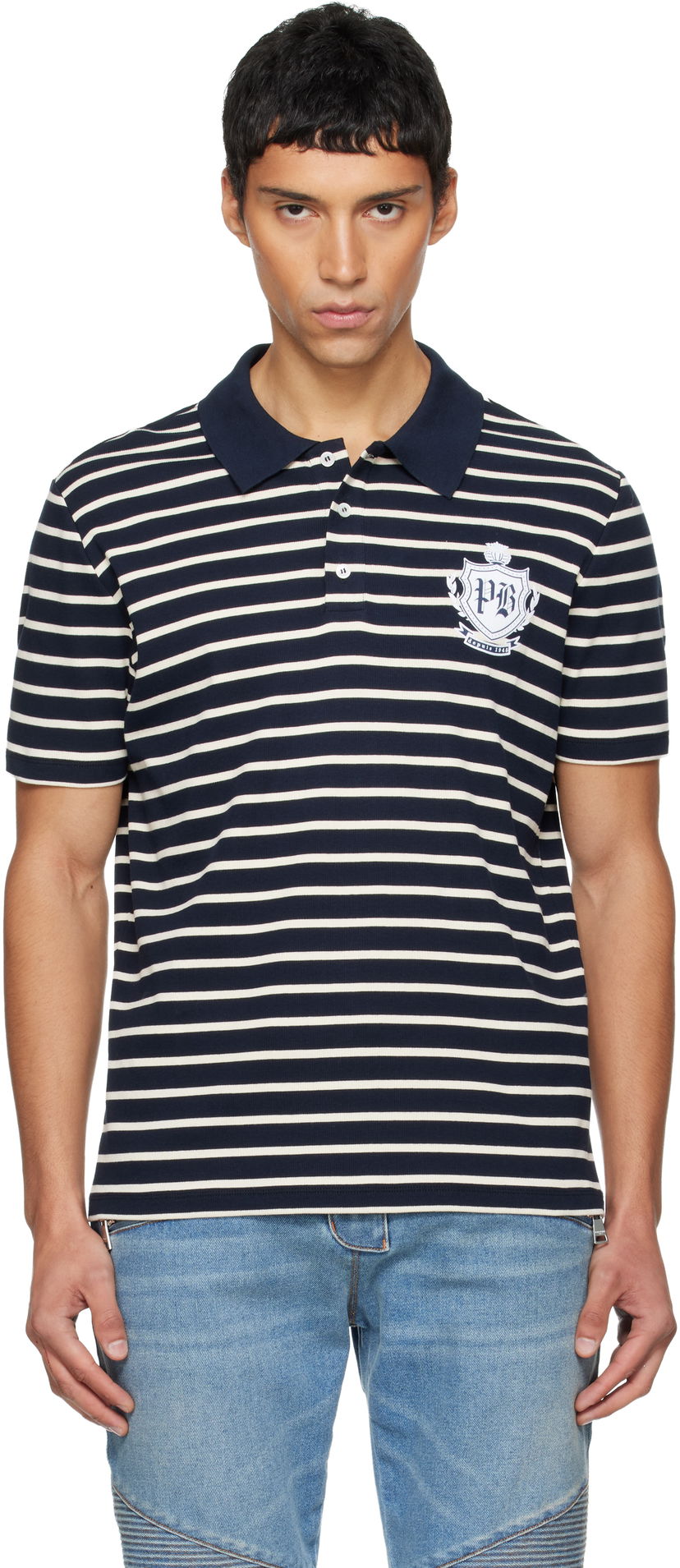 Polo majica Balmain College Emblem Polo Večbarvna | FH0GC026GF30