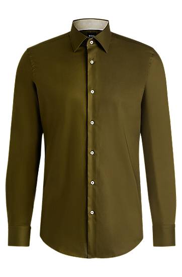 Srajce BOSS Slim Fit Easy-Iron Cotton Poplin Shirt Zelena | 50539177