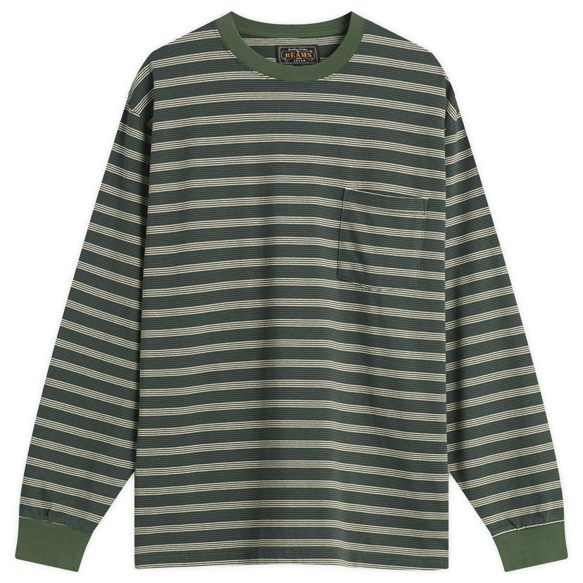 Majica BEAMS Beams Plus Long Sleeve Pocket T-Shirt, Size Small Zelena | 3814-0087-048-65