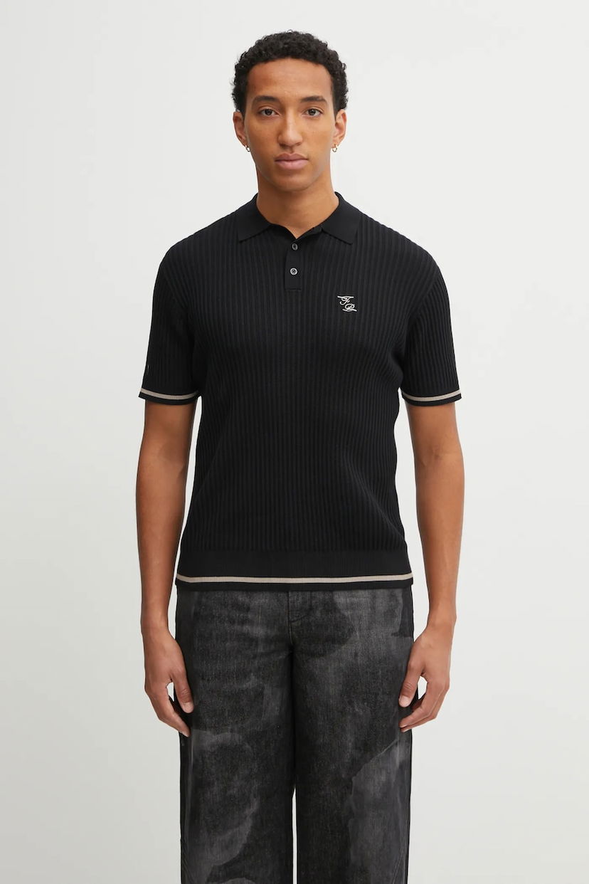 Polo majica Filling Pieces Cotton Fine Knit Polo Črna | 422570500127
