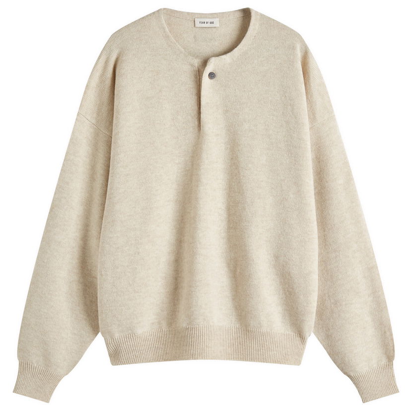 Pleteni pulover Fear of God Fear Of God Henley Fine Knit Sweater Bež | FGE220-2041LAW-277