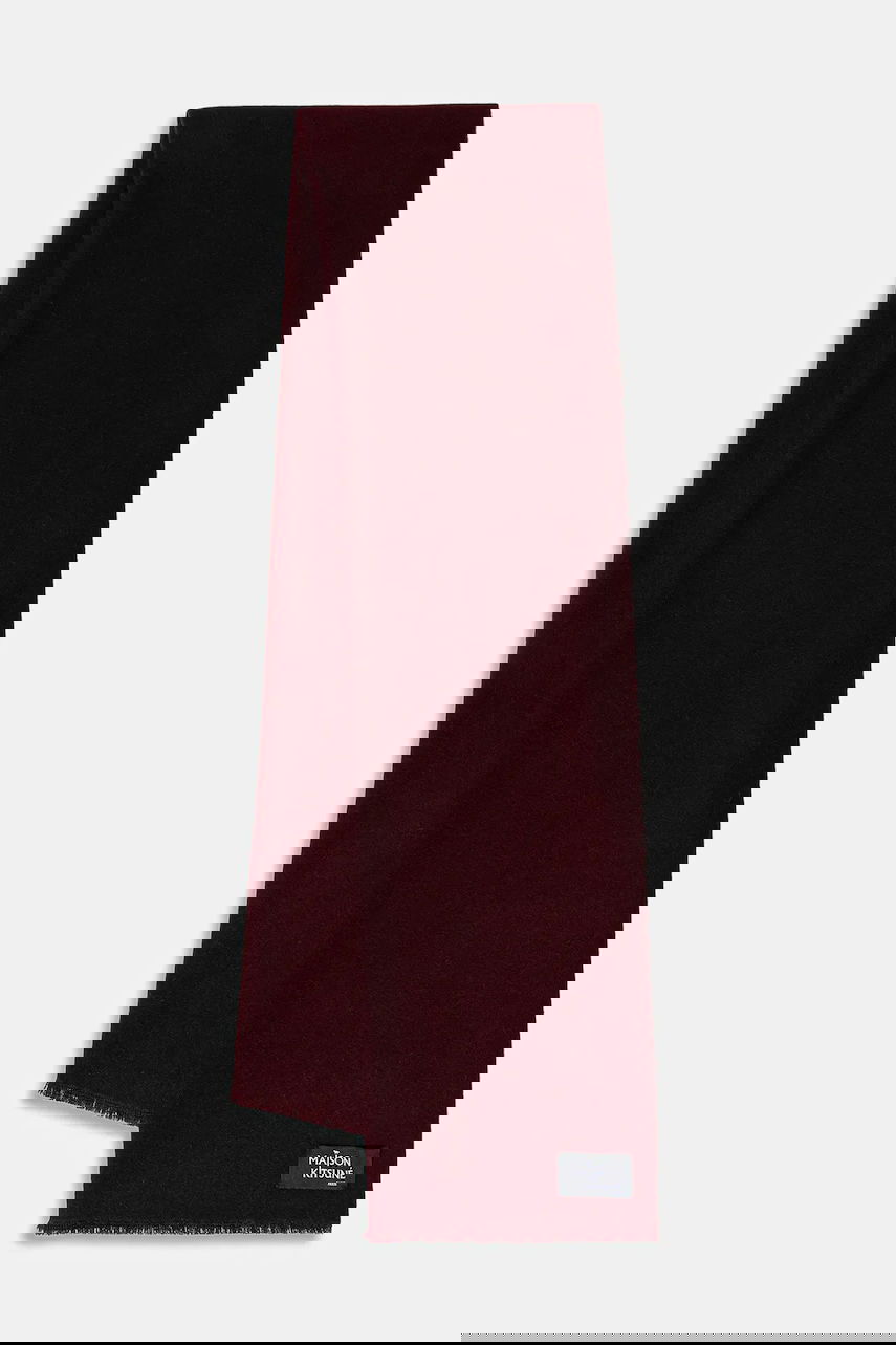 Šala MAISON KITSUNÉ Wool Fringe Scarf with Logo Patch Bordo | PW06200WB0028, 0