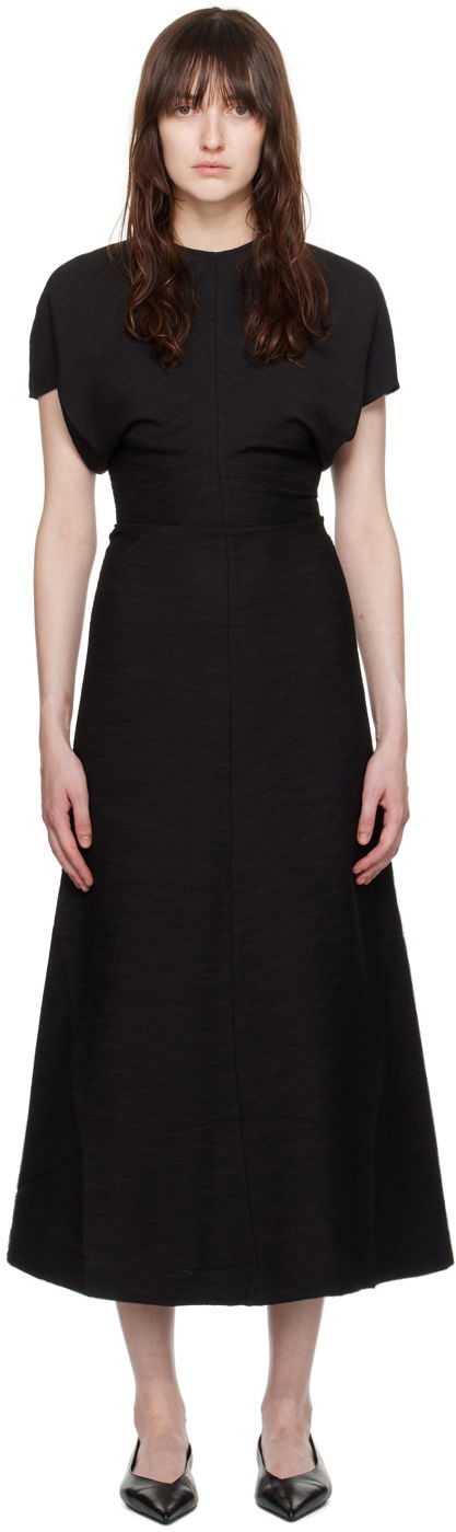 Obleke TOTEME TOTEME Slouch Waist Maxi Dress Črna | 243-WRD1103-FB0199