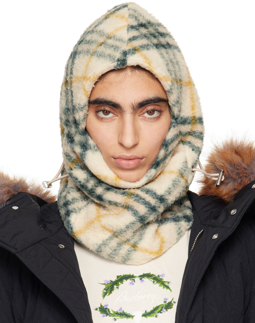 Oblačila Burberry Beige & Green Check Fleece Balaclava Črna | 8098378