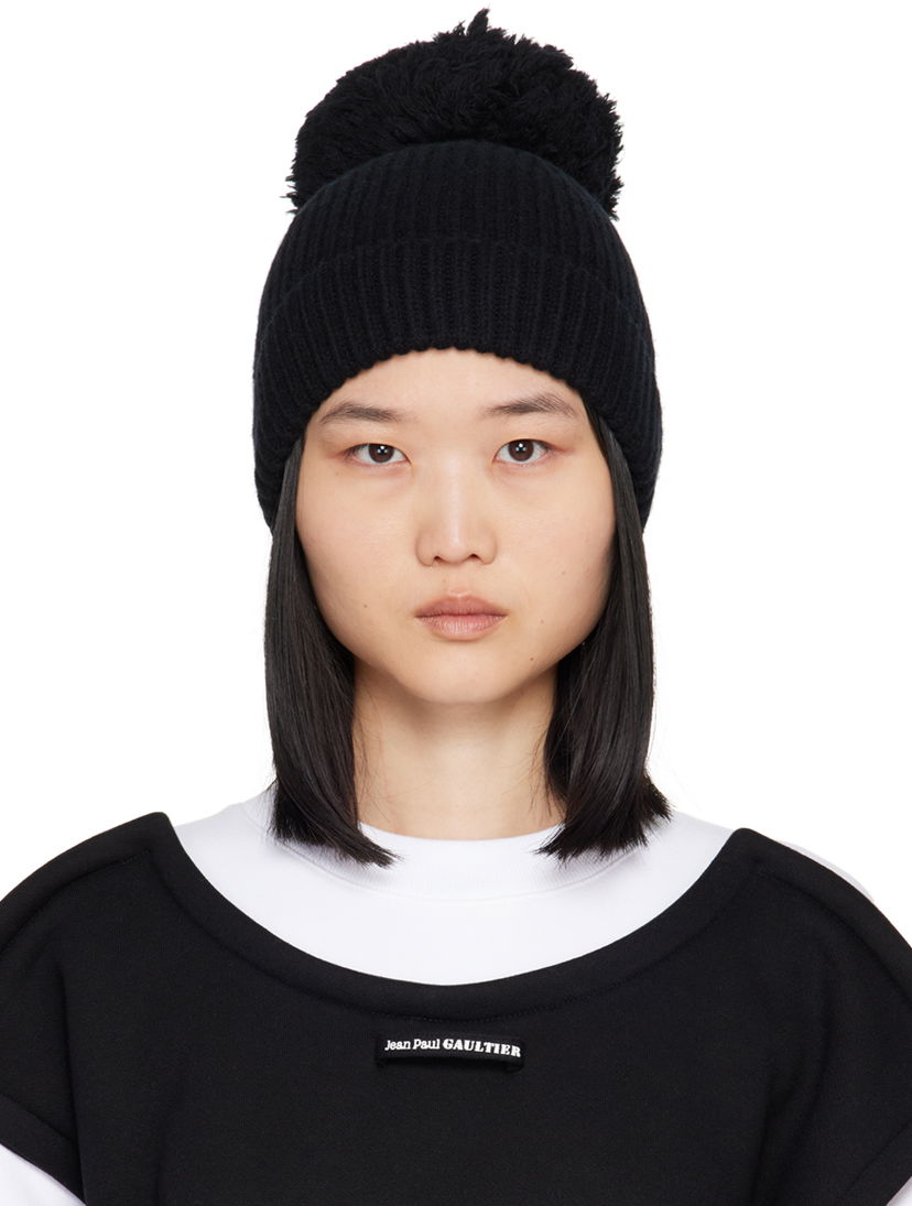 Beanie Jean Paul Gaultier Pompom Beanie Črna | 24/30-U-CC031-M074-00