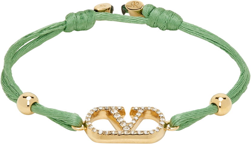 Zapestnica Valentino Valentino Garavani VLogo Crystal-Embellished Cord Bracelet Zelena | 6W2J0X85RLV