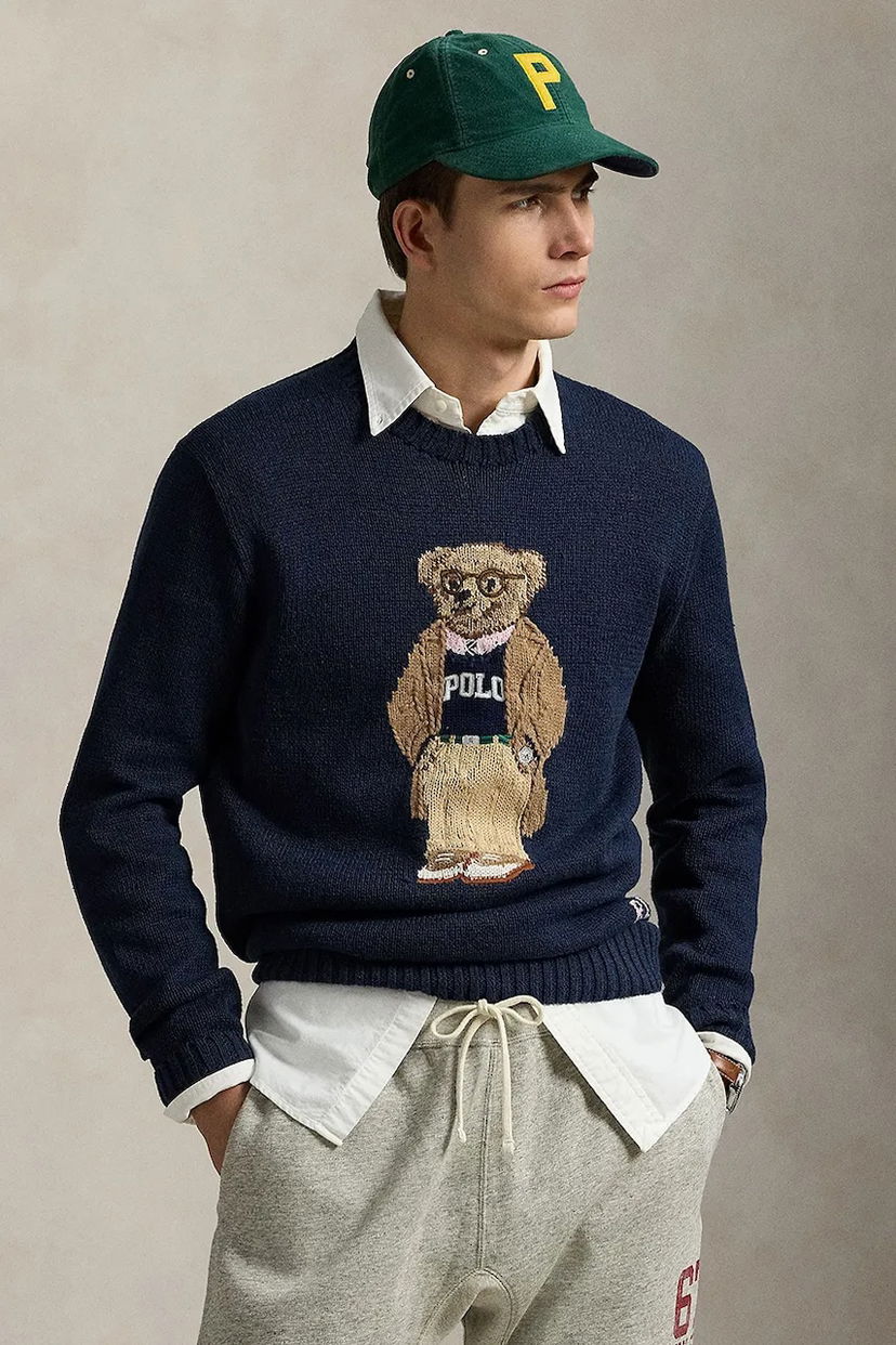 Pleteni pulover Polo by Ralph Lauren Polo Ralph Lauren Lscn Long Sleeve Sweater with Bear Mornarica | 710970284