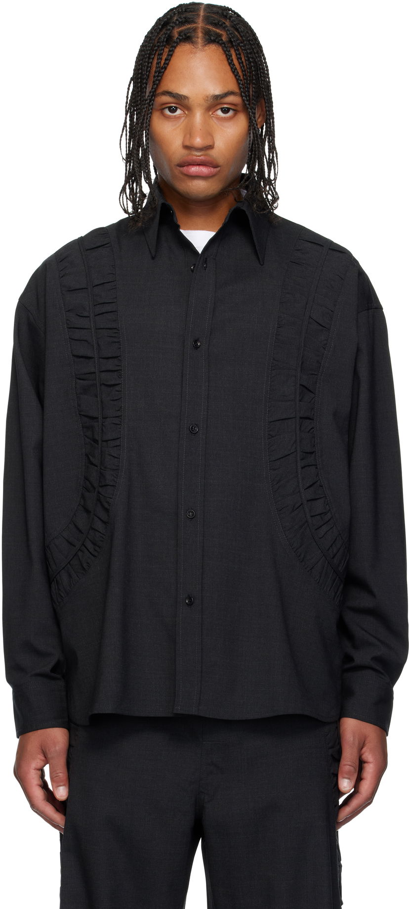 Srajce sage NATION SAGE NATION Fossil Wool Shirt Črna | S081 Fossil Shirt
