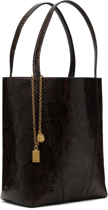 Tote bag CHLOÉ Chloé 'Spin' Snakeskin Tote Rjava | CH25US811P20, 1