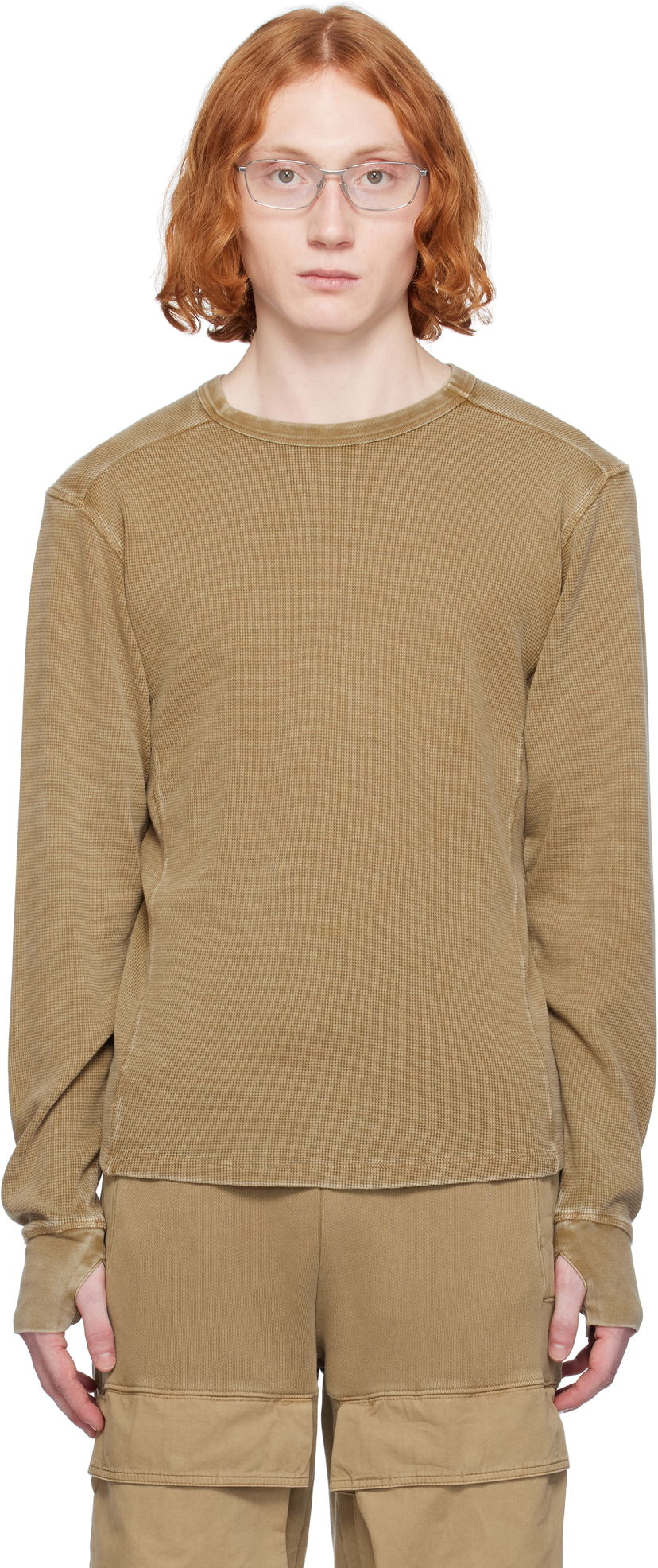 Pleteni pulover Entire Studios Entire Studios Thermal Long Sleeve T-Shirt Rjava | ES2260CO