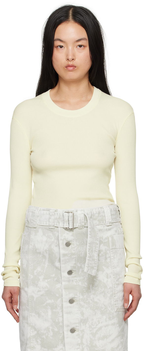 Pleteni pulover LEMAIRE LEMAIRE Women's Ribbed Long Sleeve T-Shirt Rumena | TO1147 LJ1017
