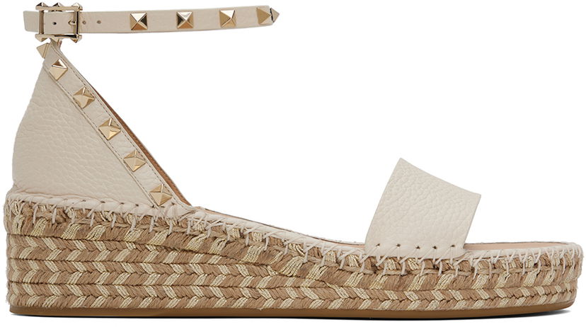 Modni dodatki Valentino Valentino Garavani Rockstud Espadrille Wedge Sandals Bež | 5W2S0HB1FEQ