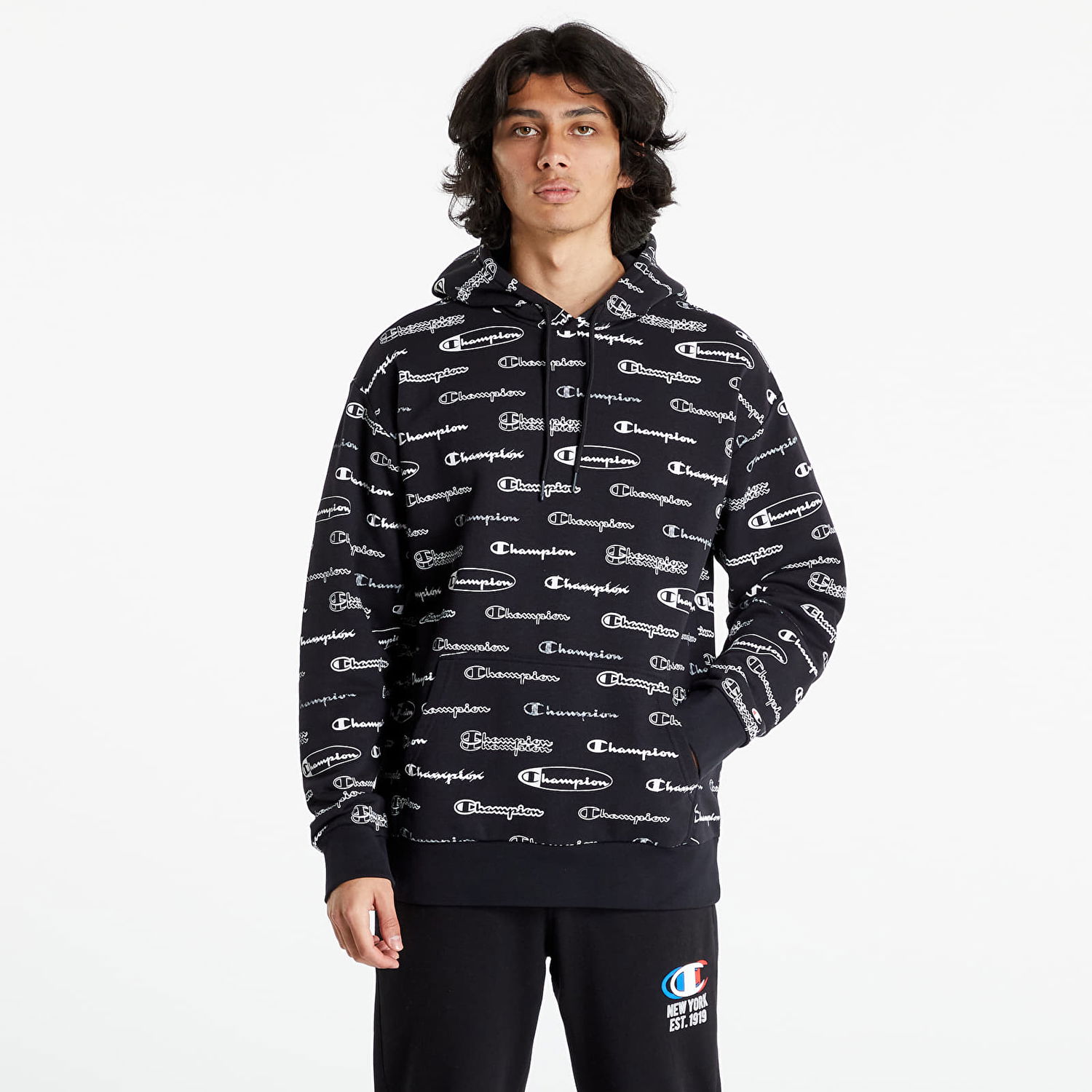 Pulover Champion All-Over Script Logo Črna | 217259-CHA-KL001, 0