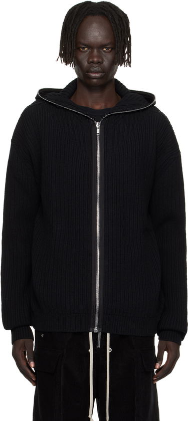 Pulover Rick Owens Rick Owens Concordians Zipped Knit Hoodie Črna | RU02E1647 KWV, 0