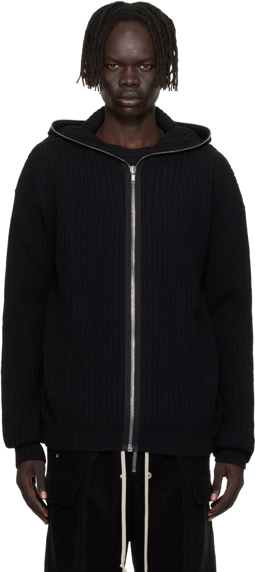 Pulover Rick Owens Rick Owens Concordians Zipped Knit Hoodie Črna | RU02E1647 KWV