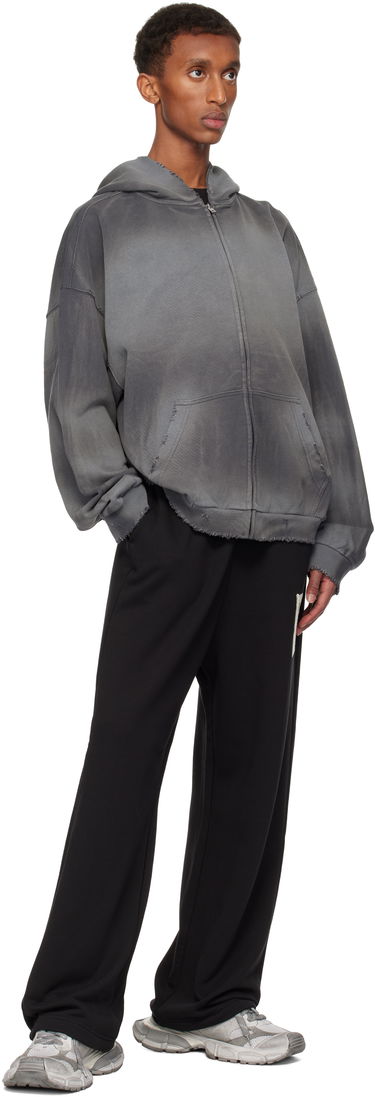 Pulover We11done We11done Distressed Zip-Up Hoodie Siva | WD-TJ3-24-833-U-CH, 3